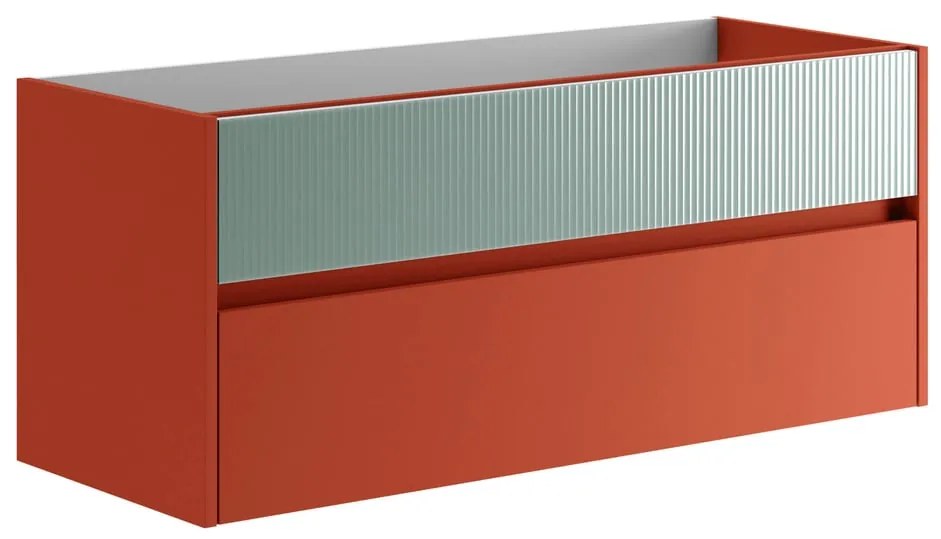 Mobile da bagno sospeso sotto lavabo L 119.5 x H 50 x P 45.5 cm verde opaco, 2 cassetti Niwa