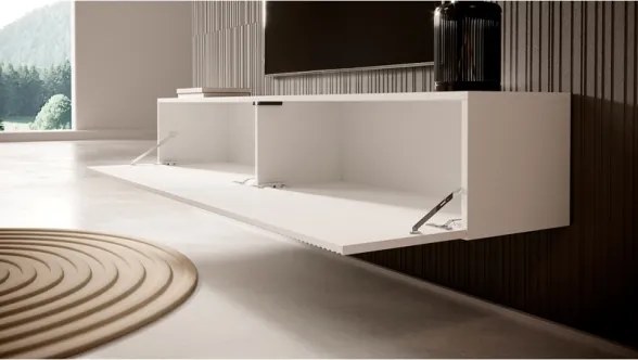 Mobile TV Sospeso 175 Cm Cannettato 2 Ante Bianco Opaco Bali
