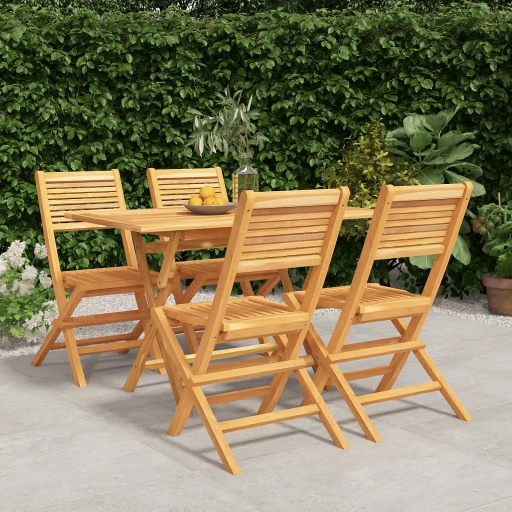 Set Da Pranzo Per Giardino 5 Pz İn Legno Massello Di Teak /