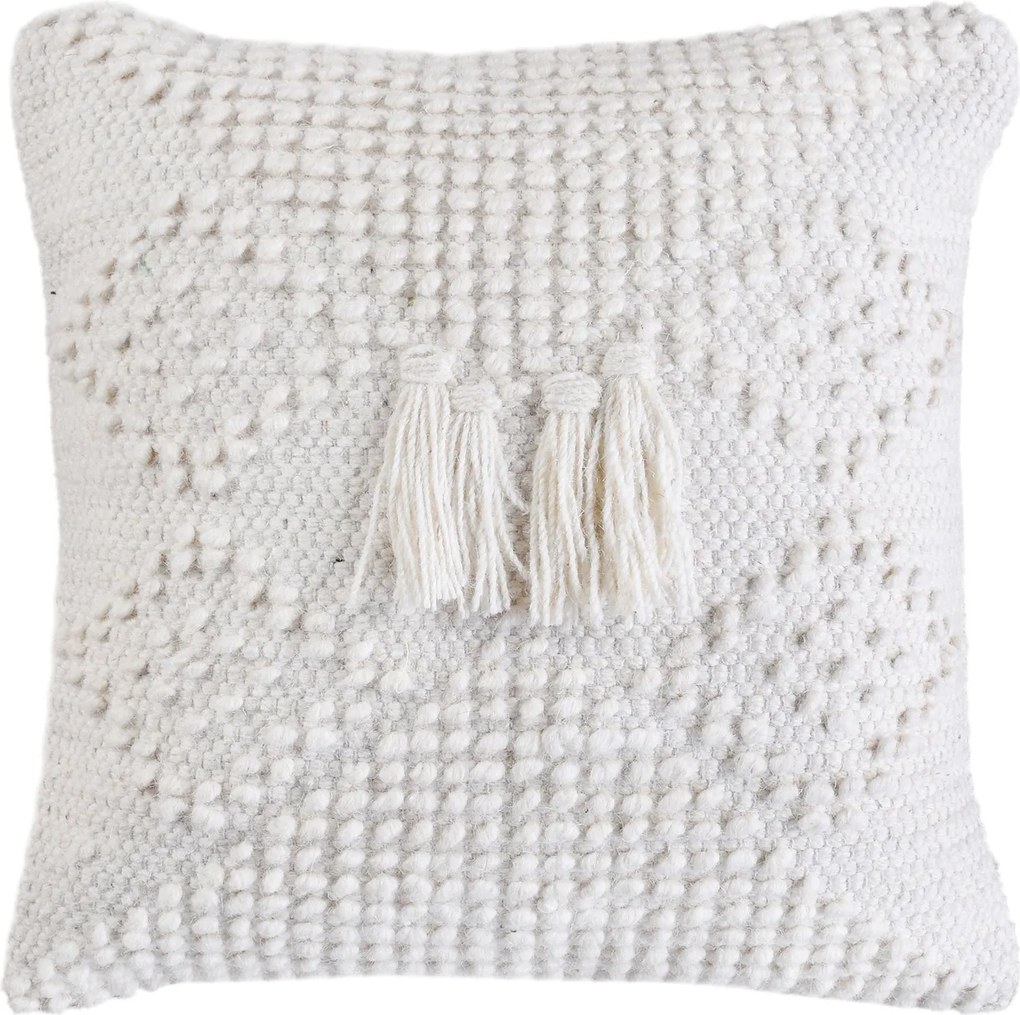 ODETTE - cuscino in lana avorio con decoro 45 x 45