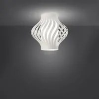 Plafoniera Moderna 1 Luce Helios In Polilux Bianco H39 Made In Italy