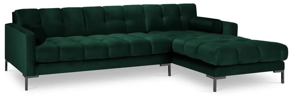 Divano angolare in velluto verde scuro, angolo destro Bali - Cosmopolitan Design