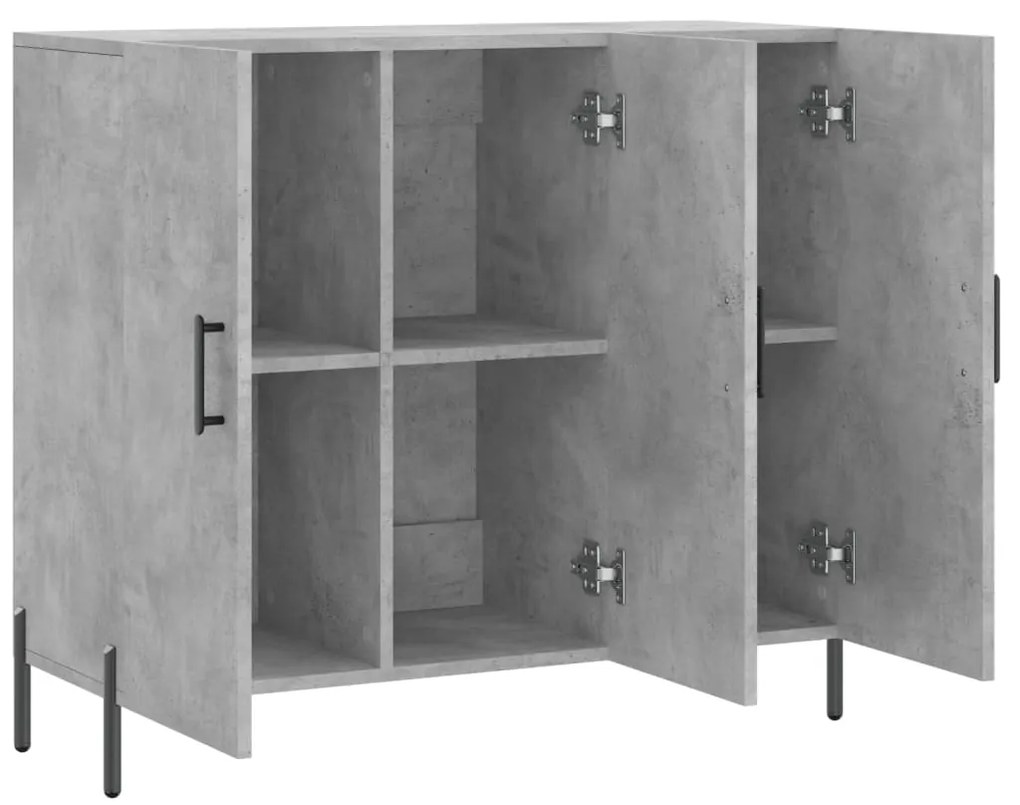 Credenza grigio cemento 90x34x80 cm in legno multistrato