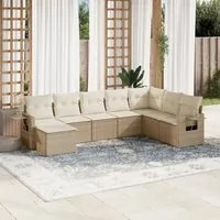 Set Divano da Giardino 8 pz con Cuscini Beige in Polyrattan 3220557