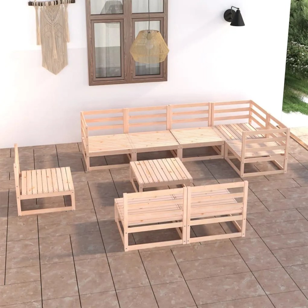 Set divani da giardino 9 pz in legno massello di pino