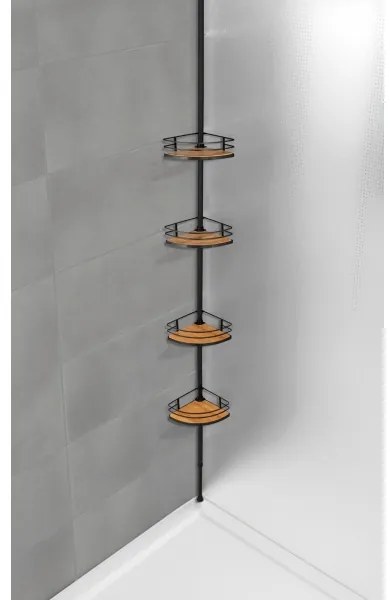 WENKO 24756100-Mensola angolare DOLCEDO 31x20 cm acciaio inox/nero/marrone