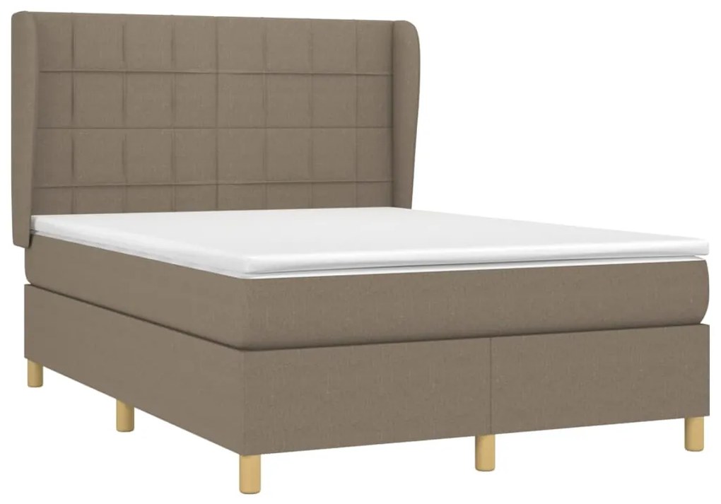 Giroletto a molle con materasso tortora 140x190 cm in tessuto