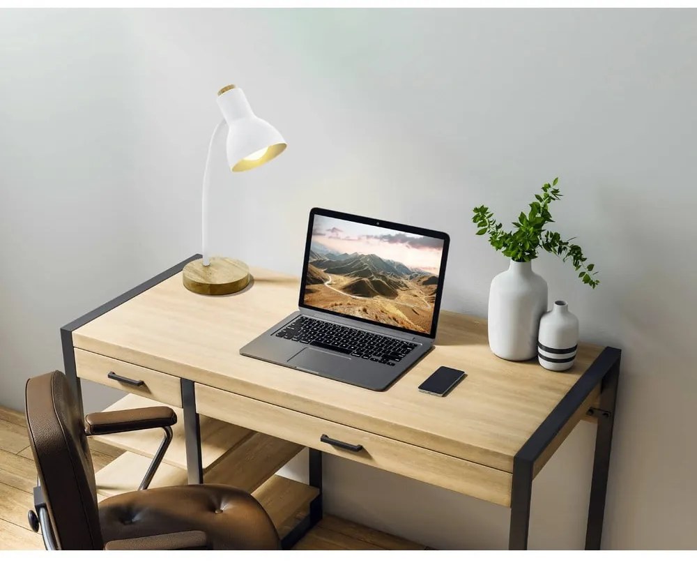 Lampada da tavolo bianca/di colore naturale con paralume in metallo (altezza totale 49 cm) VERADAL – EGLO