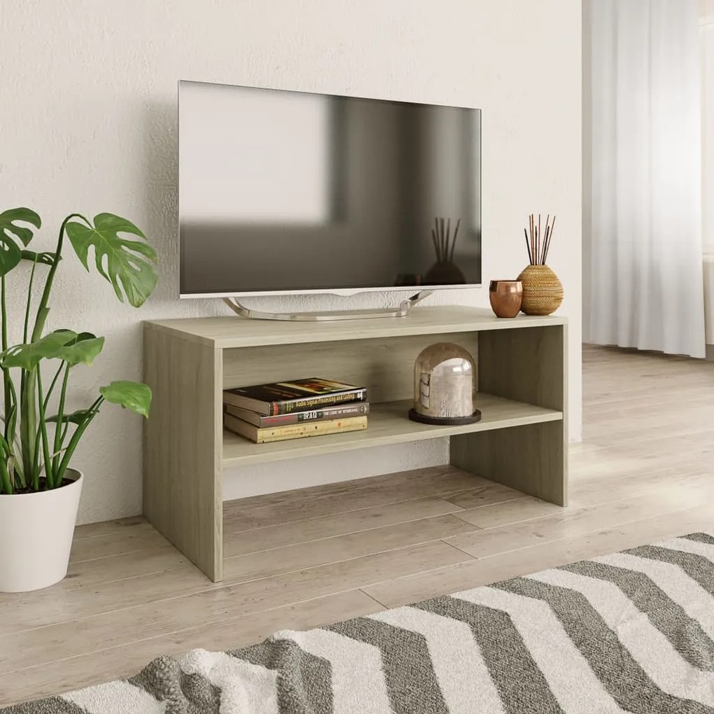 Mobile Porta Tv Rovere Sonoma 80x40x40 Cm İn Legno Multistrato /