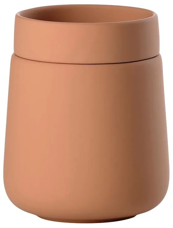 Organizer da bagno in gres arancione per tamponi di cotone Nova One - Zone