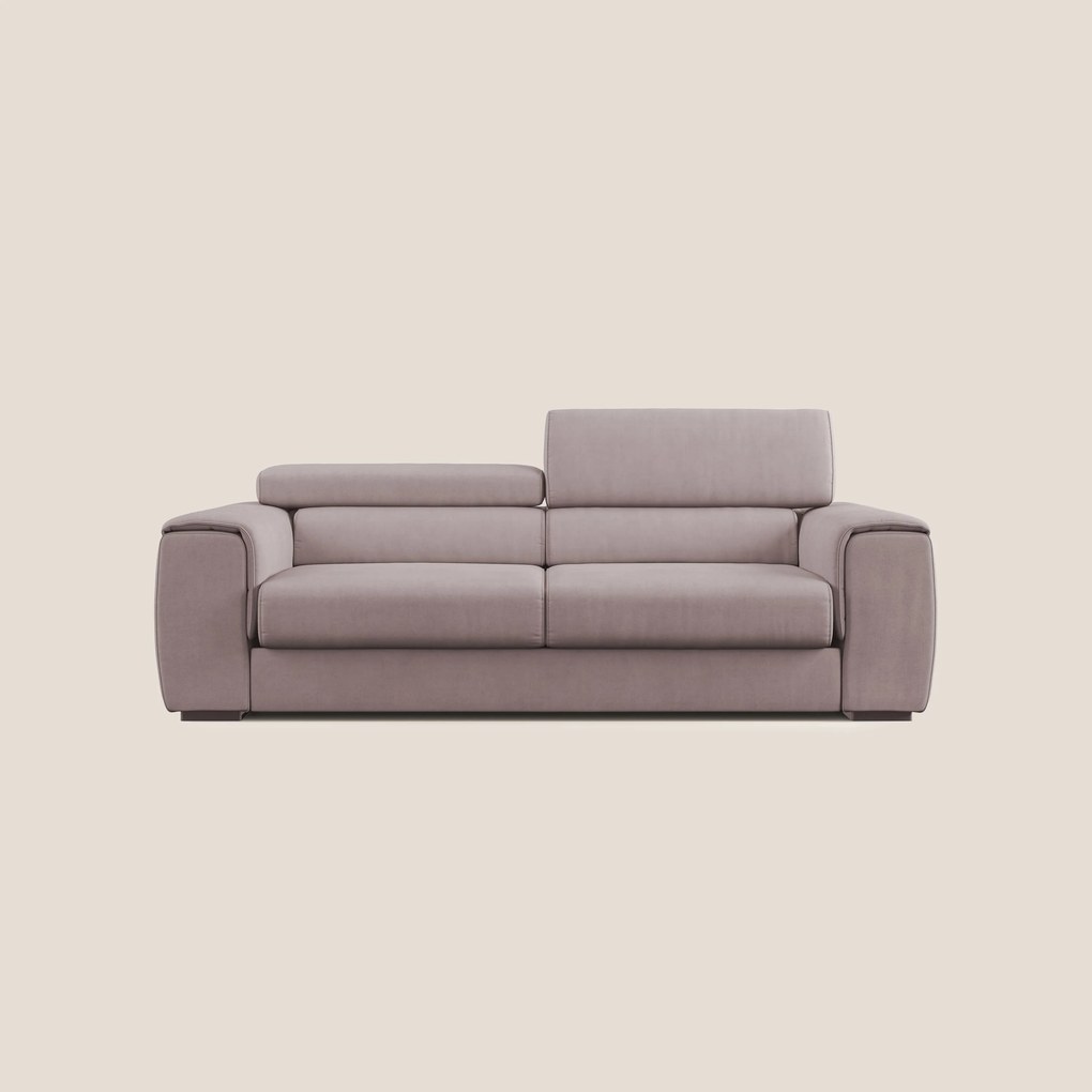 Zeno Divano con pouf estraibile poggiapiedi in tessuto morbido impermeabile T02 rosa