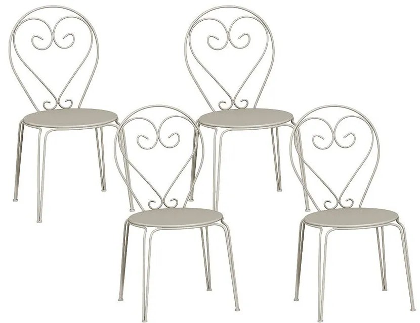 Sedia da giardino impilabile in Metallo Beige Stile ferro battuto - Lotto di 4 - GUERMANTES