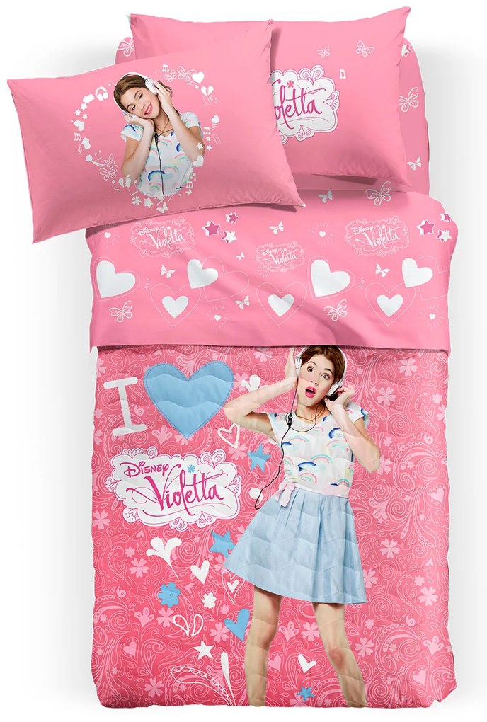 Copriletto Trapuntato Singolo Disney violetta Cartoons, in