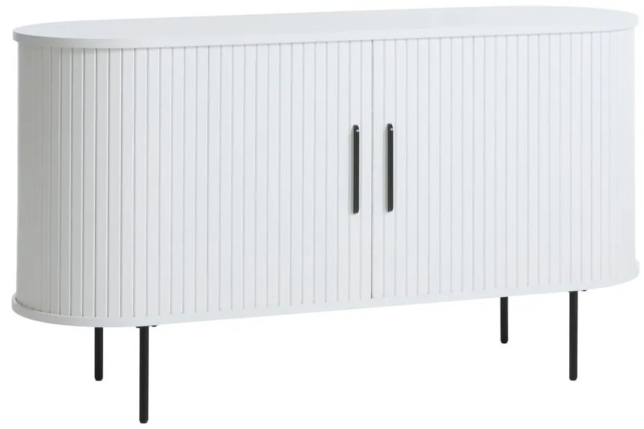 Cassettiera bianca con ante scorrevoli 120x76x45 cm Nola – Unique Furniture
