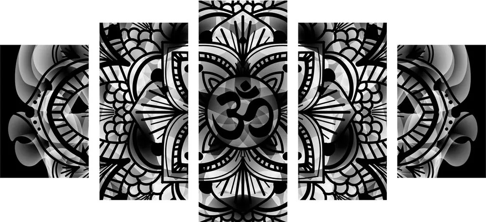 Quadri 5 pezzi – Mandala della salute in bianco e nero