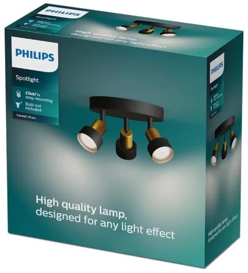 Philips - Faretto CONDUIT 3xGU10/5W/230V nero/ottone
