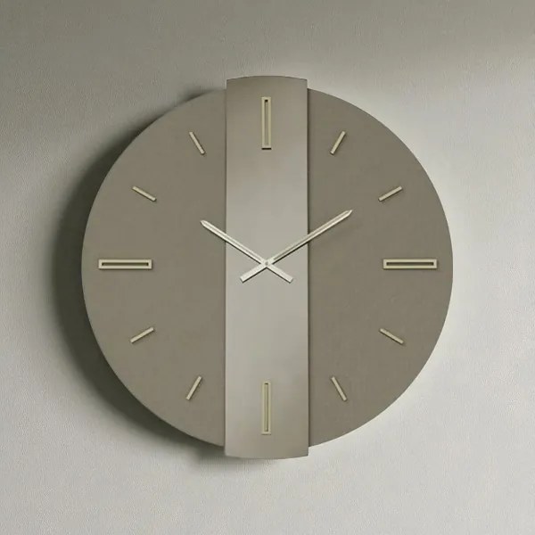 Orologio rotondo D60 cm RIGGS in Laminam Ardesia vetro Bronzo dettagli Oro