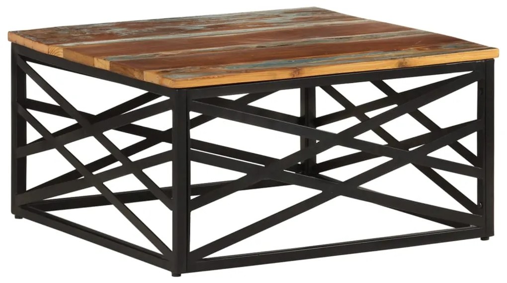 Tavolino Da Salotto 68x68x35 Cm İn Legno Massello Di Recupero /