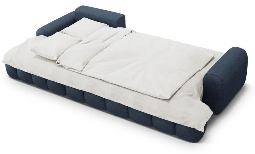 Divano angolare blu scuro allungabile/con contenitore (con penisola a sinistra/con chaise lounge) Linz – Cosmopolitan Design