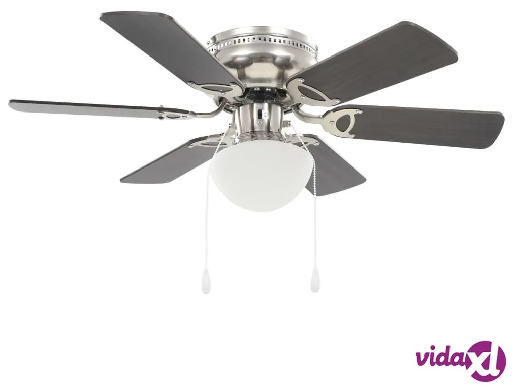 vidaXL Ventilatore da Soffitto Decorato con Luce 82cm Marrone Scuro