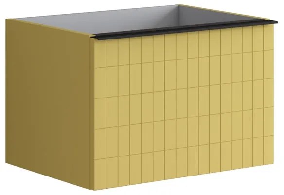 Mobile da bagno sotto lavabo Pixel grid giallo sole e maniglia alluminio nero laccato opaco L 60 x H 40 x P 45.5 cm 1 cassetto, lavabo non incluso