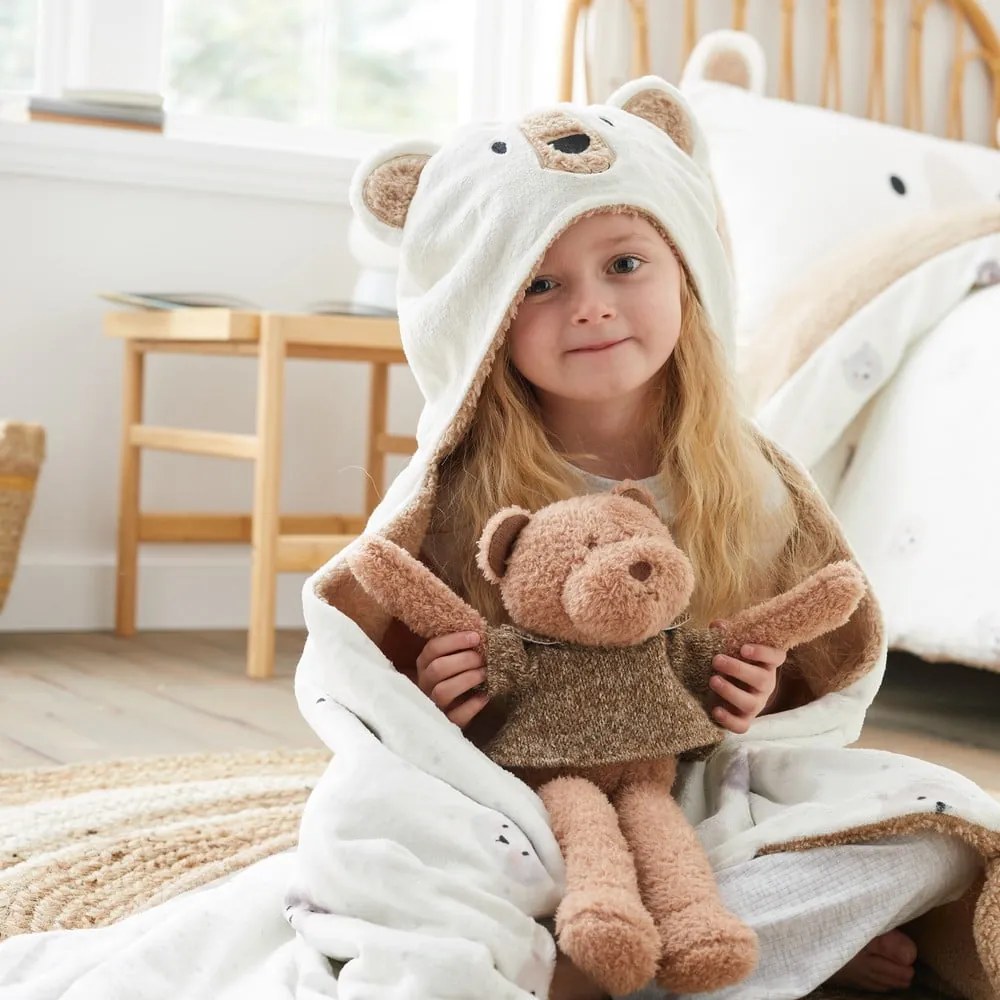 Coperta da bambini con cappuccio marrone e color crema in micropile 90x125 cm Cosy Bear – Catherine Lansfield