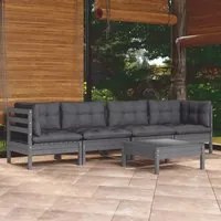 Set Divani da Giardino 5 pz con Cuscini Legno Massello di Pino 3096156