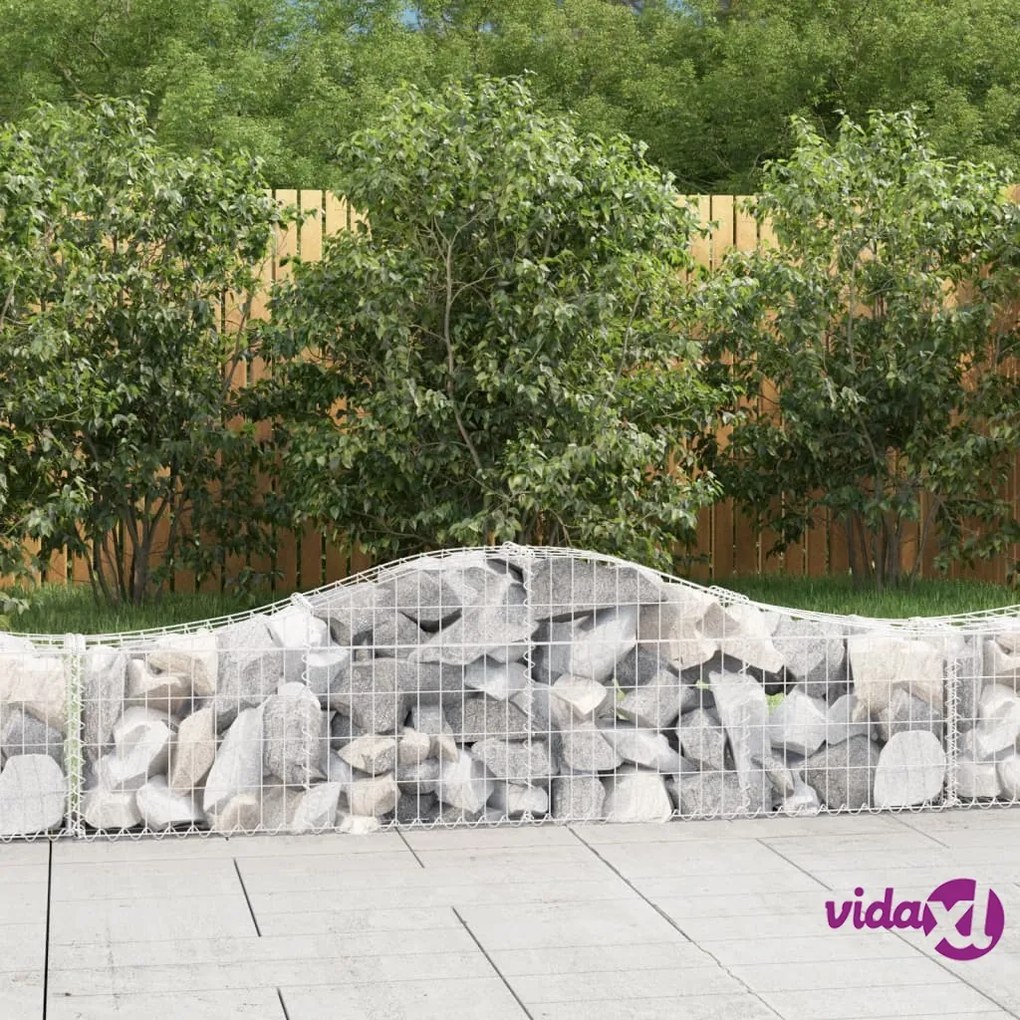 vidaXL Cesti Gabbioni ad Arco 3 pz 200x30x40/60 cm Ferro Zincato