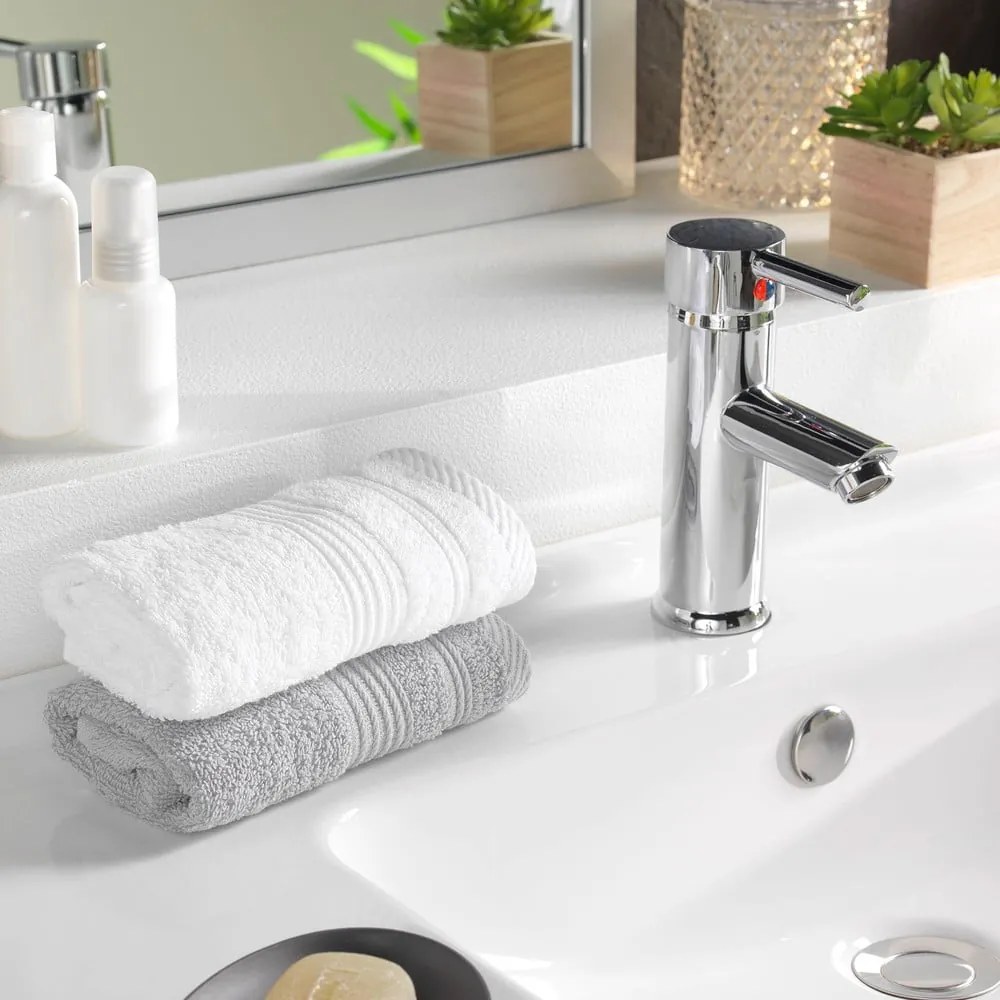 Asciugamano tipo terry bianco in cotone 30x50 cm Tendresse – douceur d'intérieur