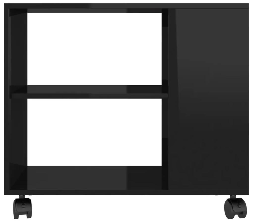 Tavolino da salotto nero lucido 70x35x55cm in legno multistrato