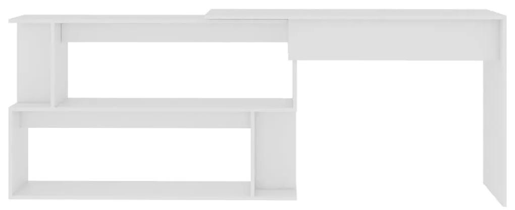Scrivania ad angolo bianca 200x50x76 cm in legno multistrato