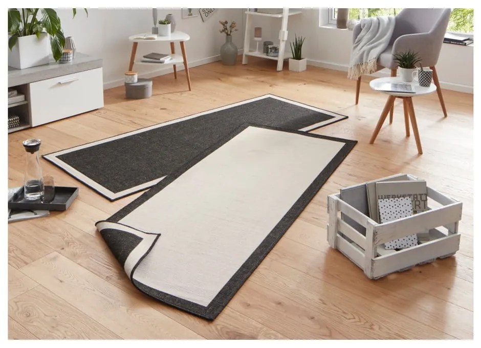 Tappeto da esterno nero e crema , 80 x 250 cm Panama - NORTHRUGS