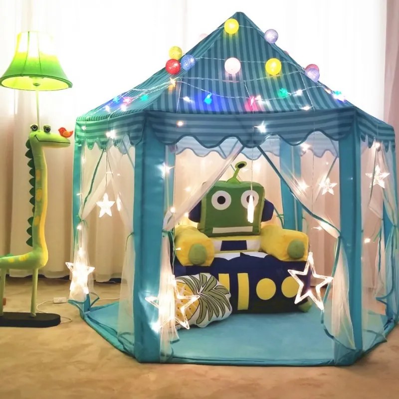 Casa turchese con tettoia - tenda da gioco per bambini