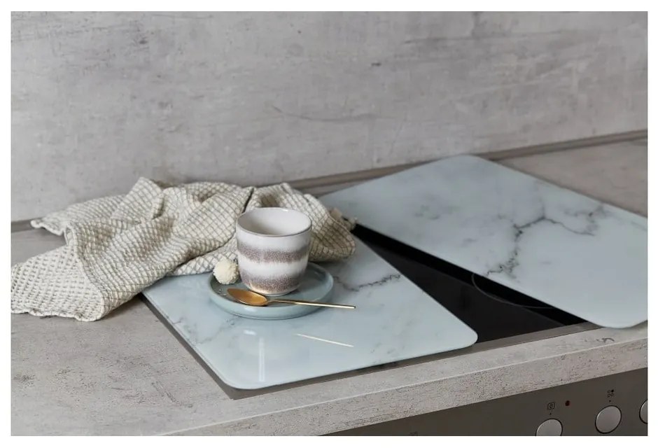 Set di 2 copri stufe in vetro, 52 x 30 cm Marble - Wenko