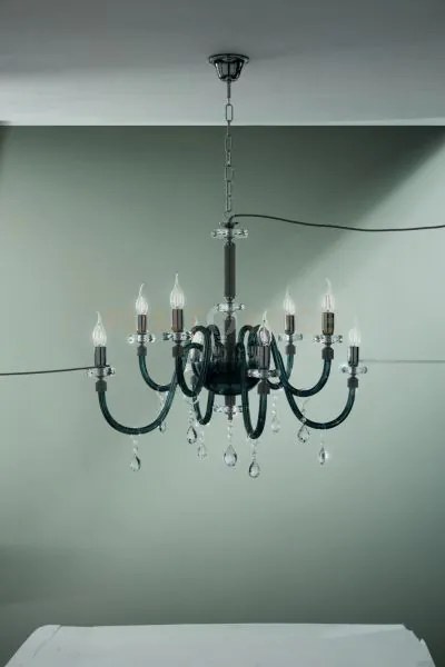 Lampadario dido 8 luci ottanio e cromo attacco e14 d.83cm