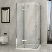 Box doccia 3 lati battente a doppia porta trasparente 8mm h195 glam, dimensioni 80x100x80