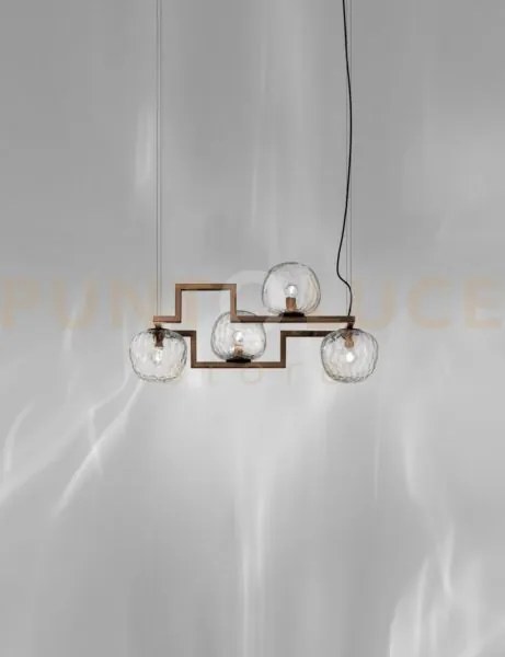 Globose sospensione 4 cristallo texture 1 bronzo opaco 4 luci attac...