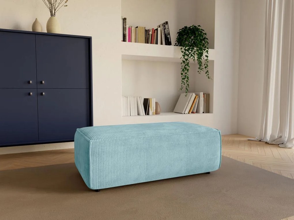 Pouf in Velluto a coste Turchese - AMELIA