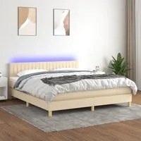 Letto a Molle con Materasso e LED Crema 180x200 cm in Tessuto cod mxl 61736