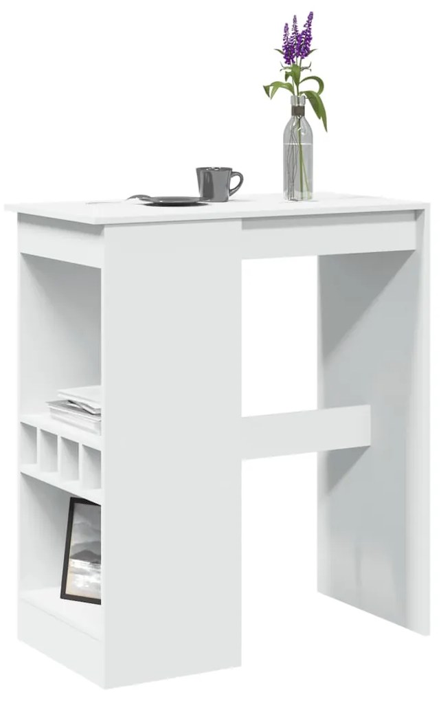 Tavolo Bar Con Rastrelliera Bianco 90x47,5x103,5 Cm Truciolato /