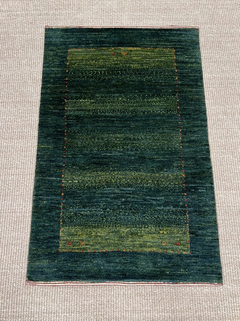 Loribaft Tappeto 90x60 Verde (Iran) Annodato A Mano