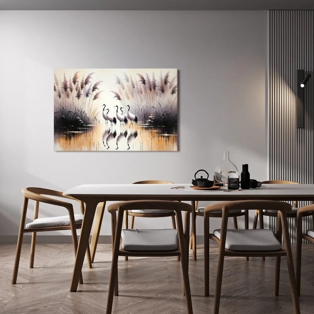 Quadro su tela – Gru presso le canne