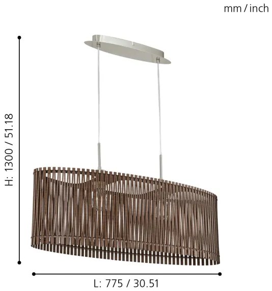 Eglo 96201 - Lampadario SENDERO 2xE27/60W/230V