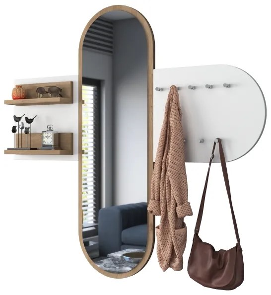 Specchio da parete RANI 125x120 cm bianco/marrone