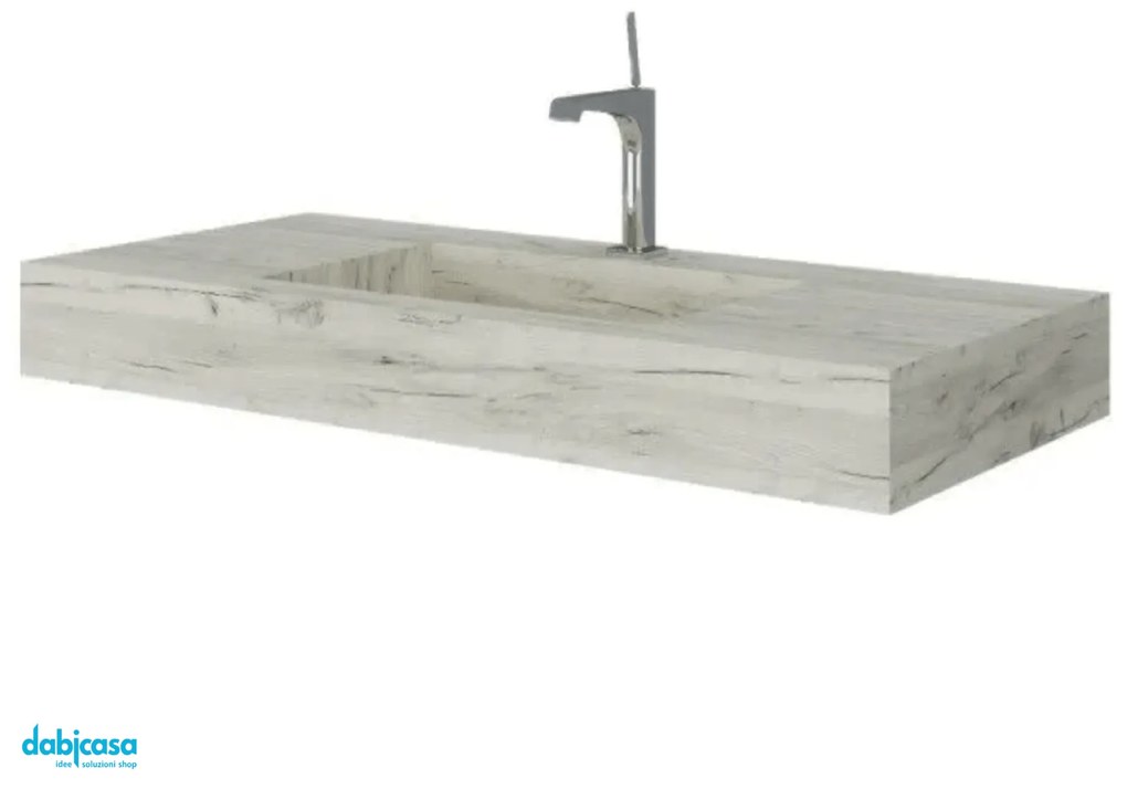 Savini Due "Idea" Top Lavabo Da 100x46 Cm Vasca Centrale Rovere Ghiaccio