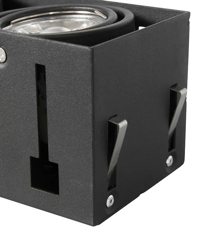 Set di 6 faretti da incasso neri GU10 orientabili senza cornice 2 luci - Oneon