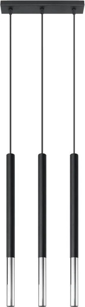 Lampada a Sospensione in Acciaio MOZAICA 3L Nero 3xG9