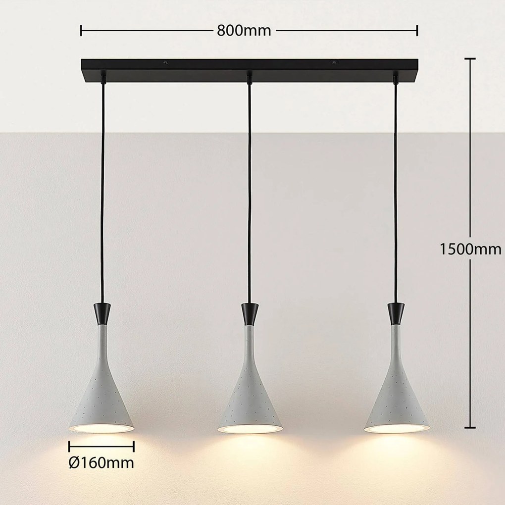 Lampada a sospensione Flynn Lindby, dimmerabile, Alluminio / Grigio / Zincato, Soggiorno / Sala da pranzo, Plastica, Moderno, Lampada a sospensione