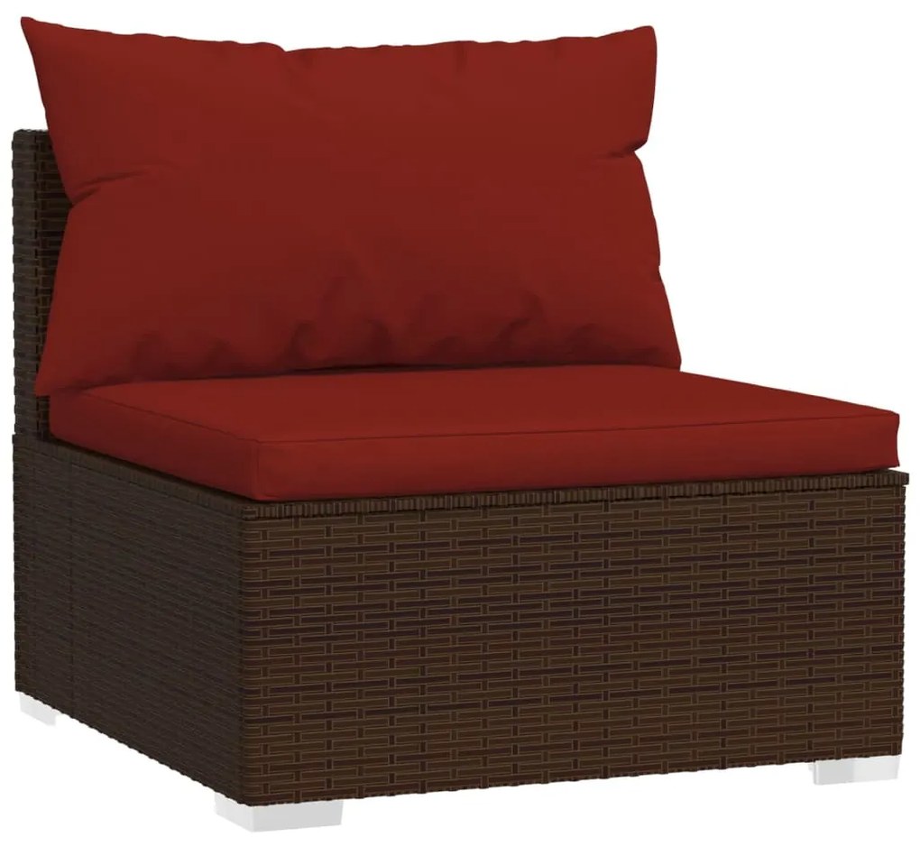 Set Divani da Giardino 12 pz con Cuscini in Polyrattan Marrone