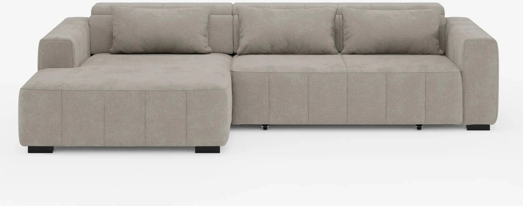 Doric Divano angolare con penisola e sedute allungabili con relax elettrico - poggiatesta reclinabili in tessuto smacchiabile T23